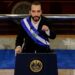 El Salvador's President Nayib Bukele delivers a speech to mark his fourth year in office, in San Salvador, El Salvador June 1, 2023. REUTERS/Jessica Orellana